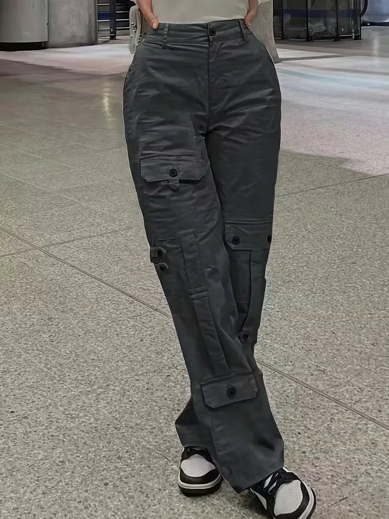 High-Waisted Cargo Trousers