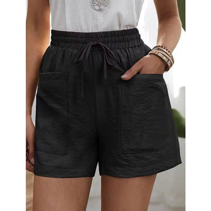 Short Women's Trousers with High Waist and Elastic - Herta