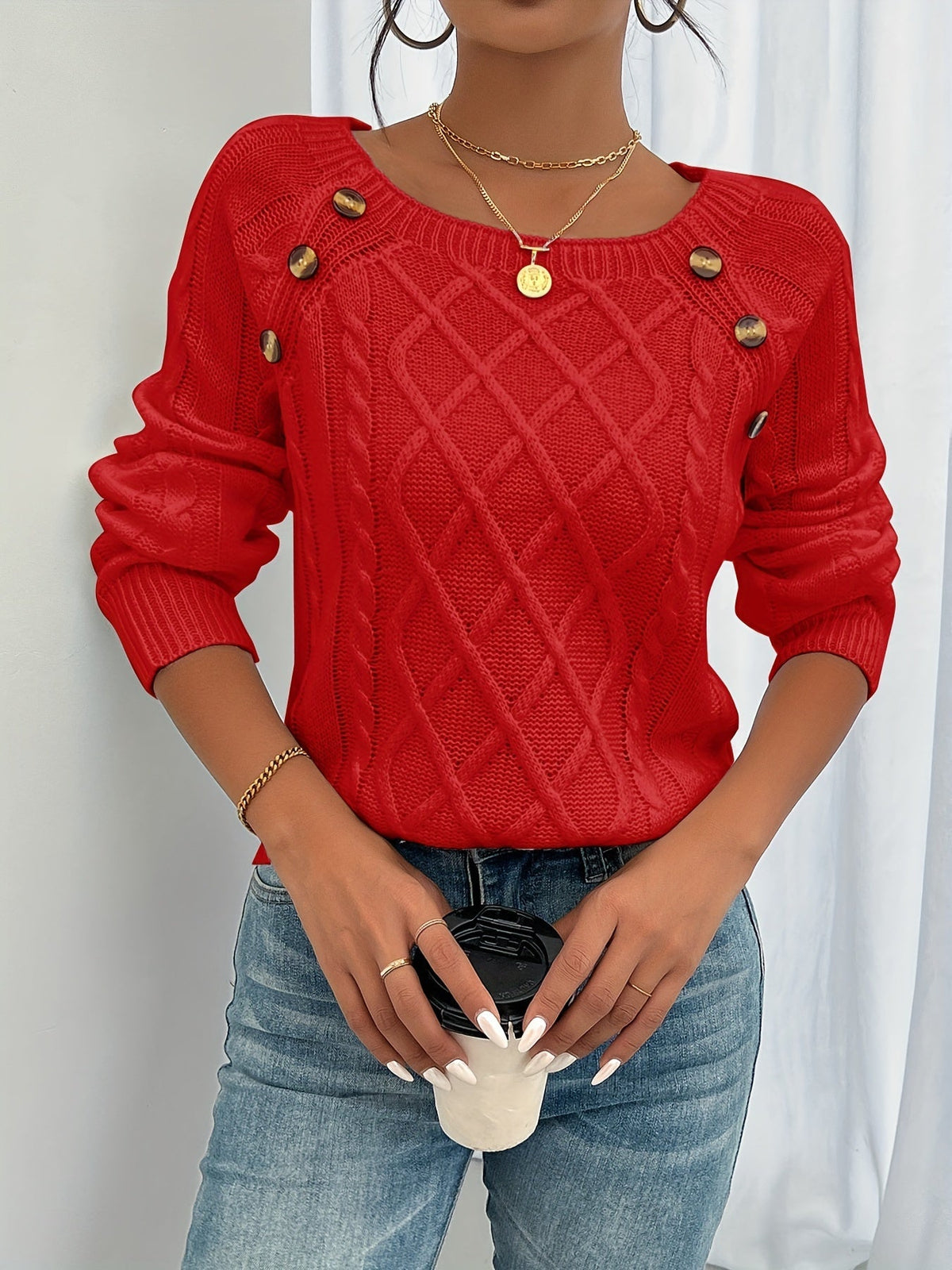 Maglione con bottoni di lusso - Comodo ed elegante per ogni occasione