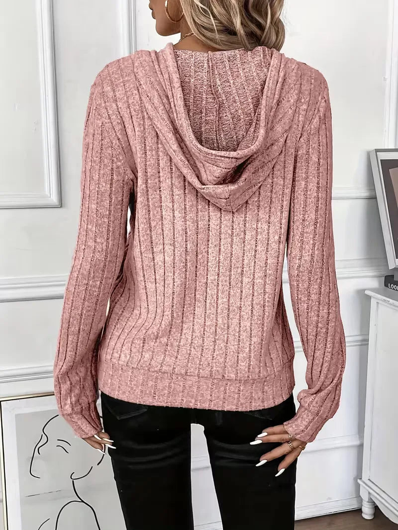 Hoodie with Ribbed Texture