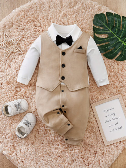 Tutina da gentiluomo Oliver - Elegante completo per neonati con papillon