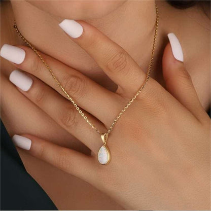 18K Opal Drop Pendant Necklace