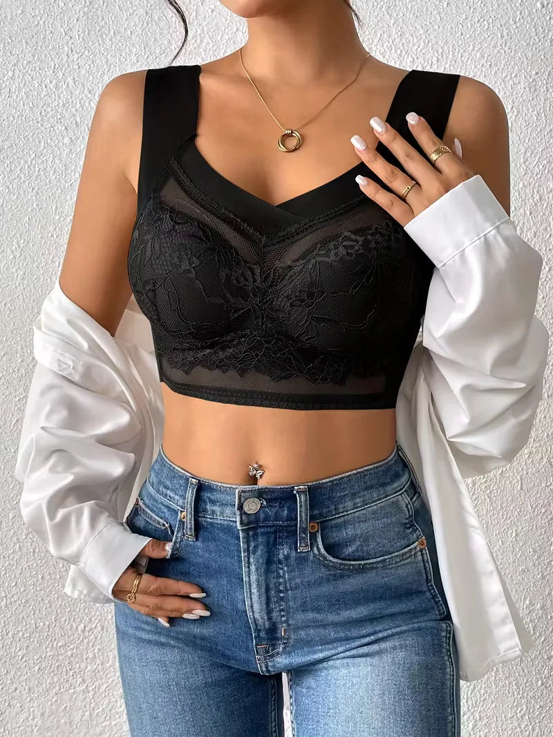 Lace Bra with V-Neck