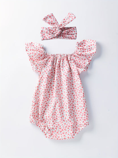 Baby romper with floral pattern – Soft cotton and comfortable
