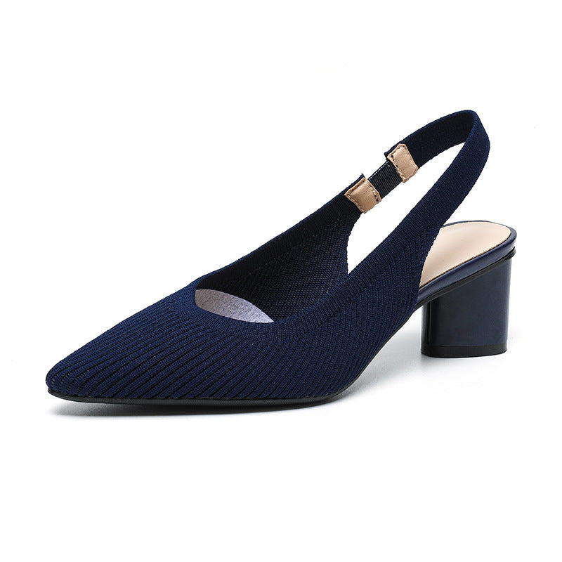 Slingback Heels – Ladies' Pumps with Pointed Toes and Low Block Heels for Elegance and Comfort