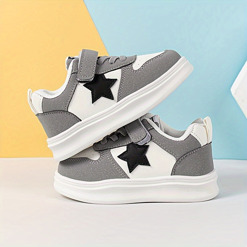 Sneakers vintage e casual con motivo a stelle per ragazzi, con chiusura in velcro - Rey