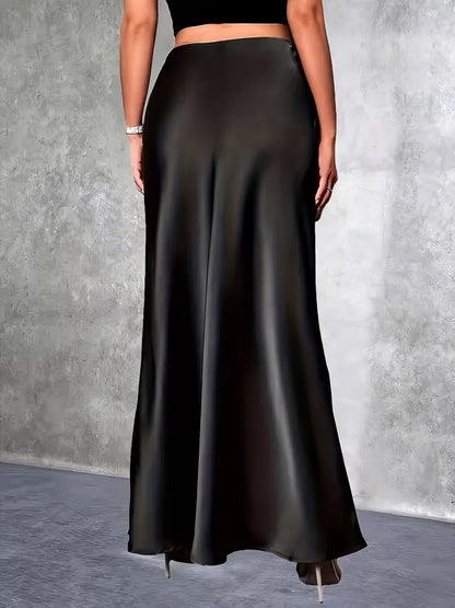 Jupe en satin taille haute