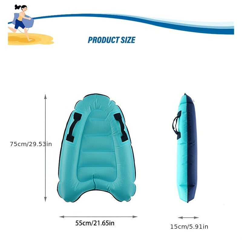 Opblaasbare surfplank om mee te trappen voor het zwembad en het strand, met handgrepen