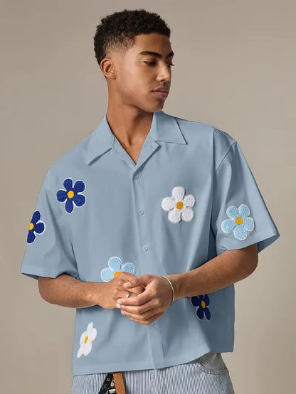 Chemise à manches courtes avec fleurs