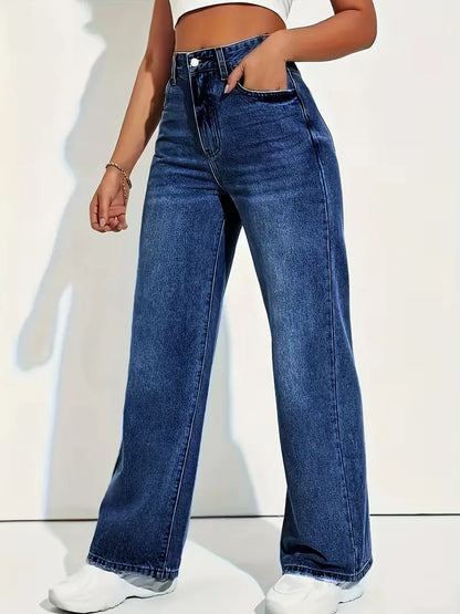 High-waisted straight jeans