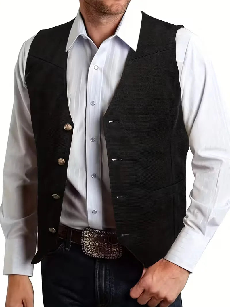 Gilet avec col en V et boutons