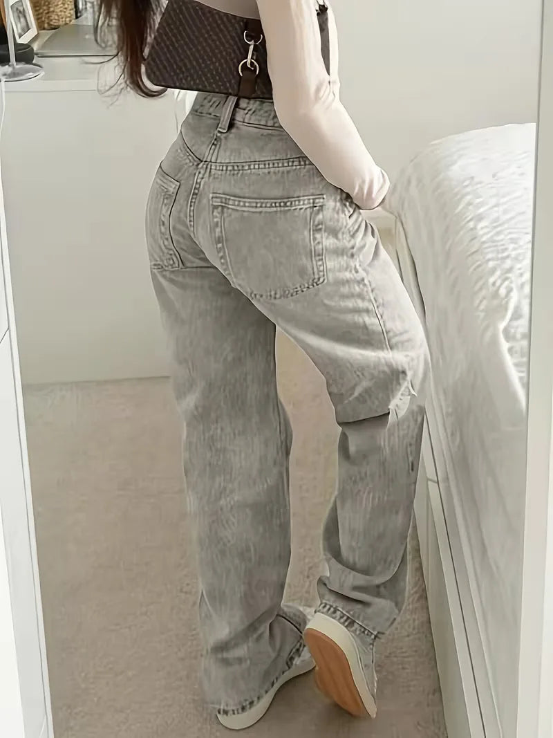 Jean droit taille mi-haute