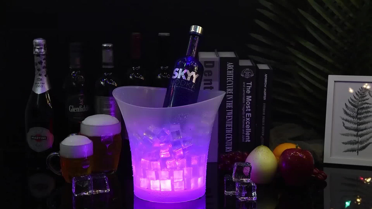 Secchiello per il ghiaccio illuminato con LED da 5L – Perfetto per champagne e birra