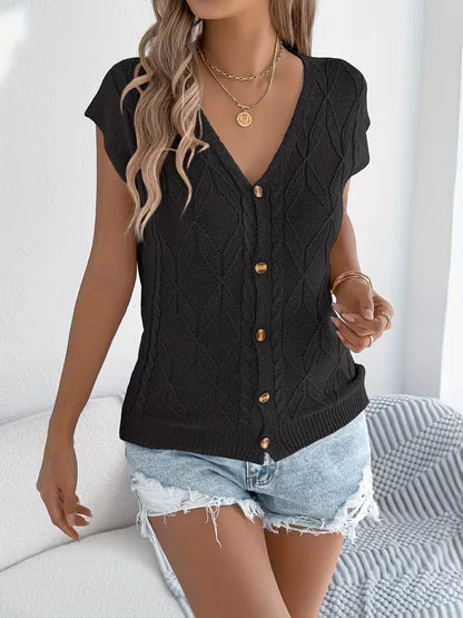 Gilet avec col en V et boutons