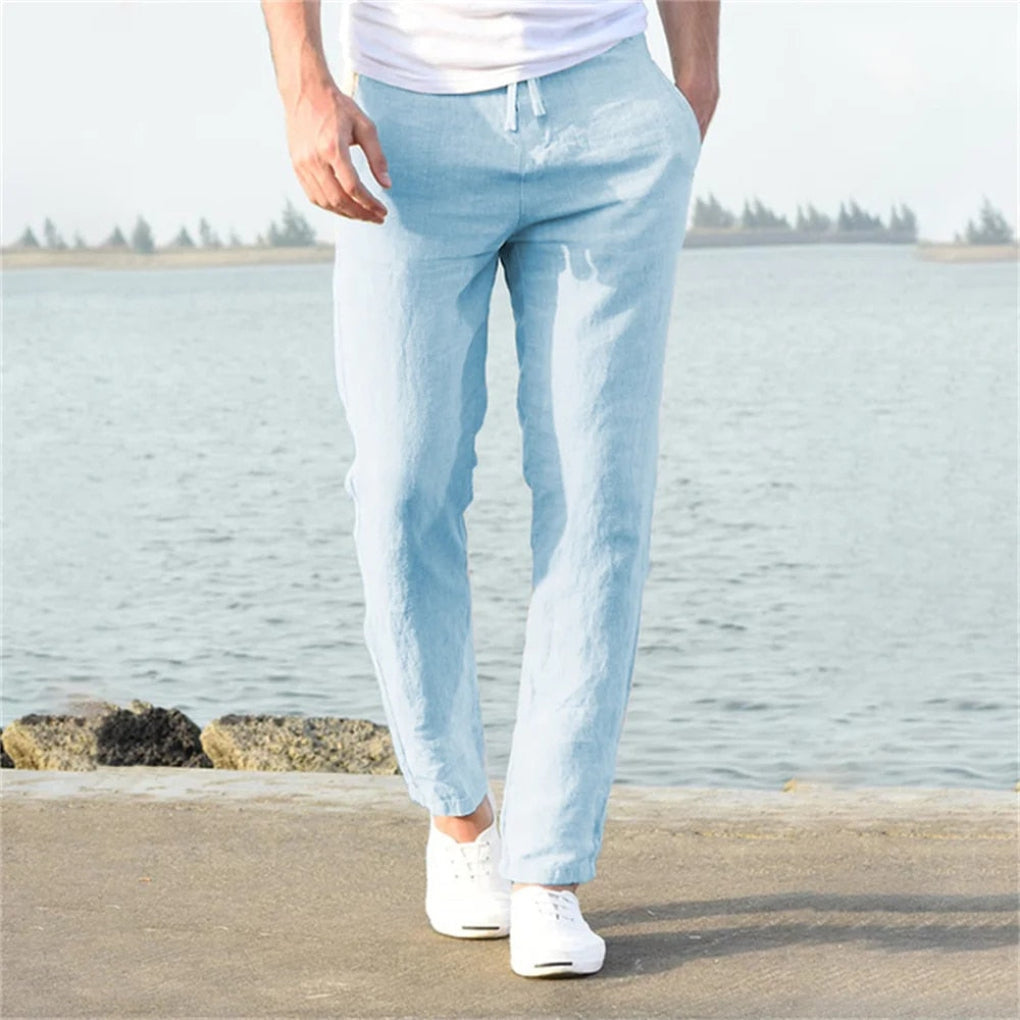 Men's linen trousers, casual style for warm days