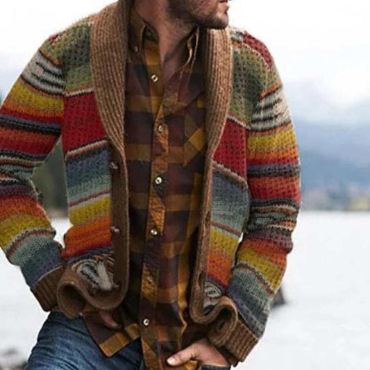 Chaleco de hombre a rayas – Tejido relajado con un toque colorido