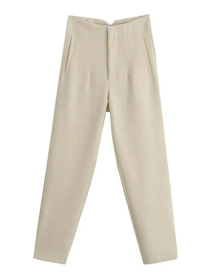Stylish High-Waisted Tapered Trousers