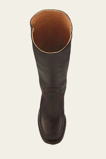 Ladies' Classic Leather Boots with Block Heel and Side Zip