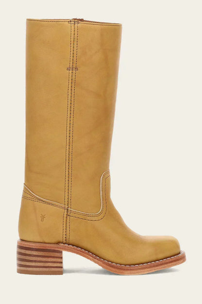Ladies' Classic Leather Boots with Block Heel and Side Zip
