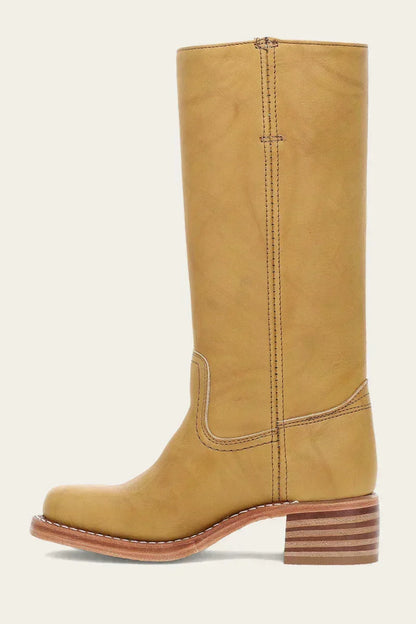 Ladies' Classic Leather Boots with Block Heel and Side Zip