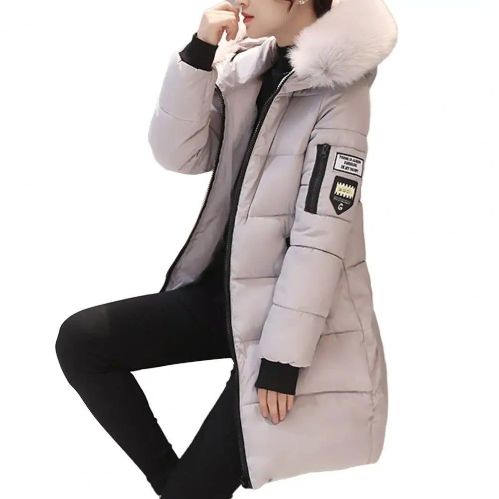 Melia - Long Winter Coat with Fur Collar for Women