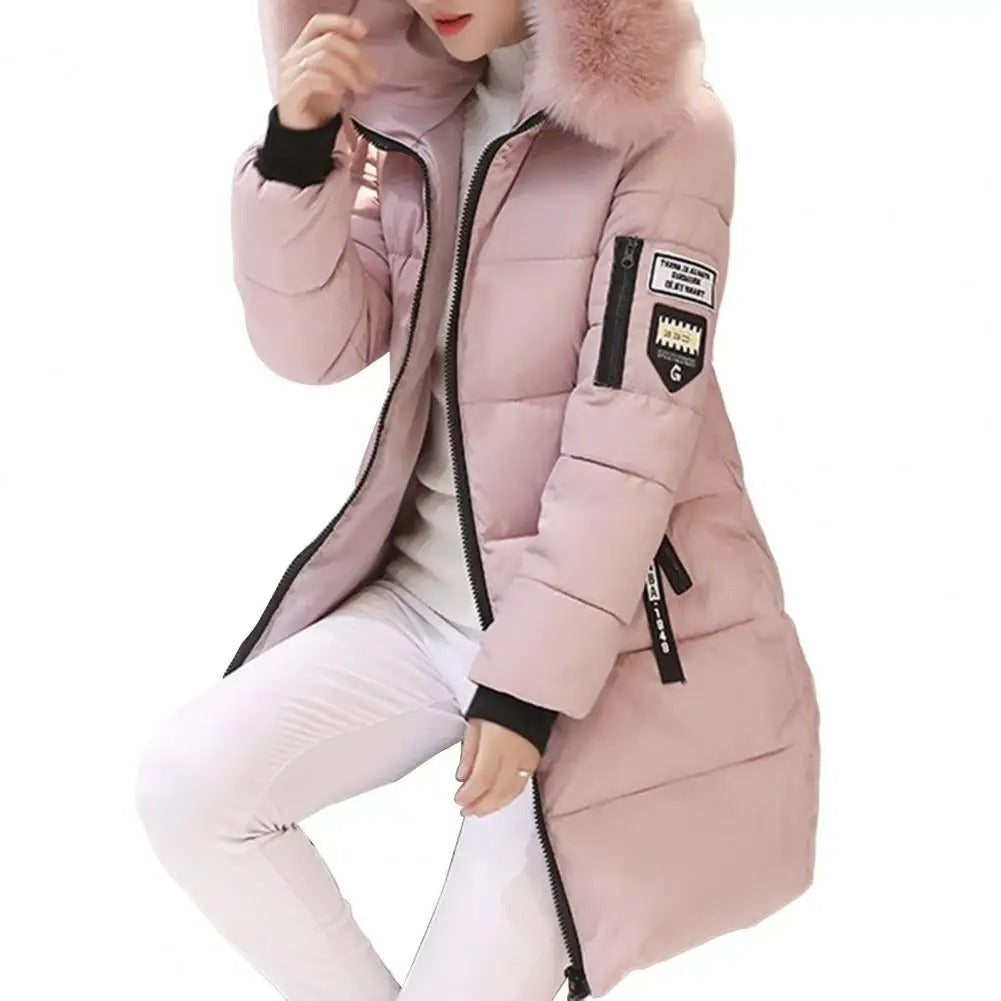 Melia - Long Winter Coat with Fur Collar for Women
