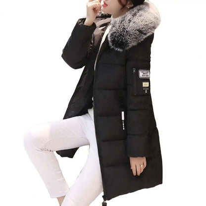 Melia - Long Winter Coat with Fur Collar for Women