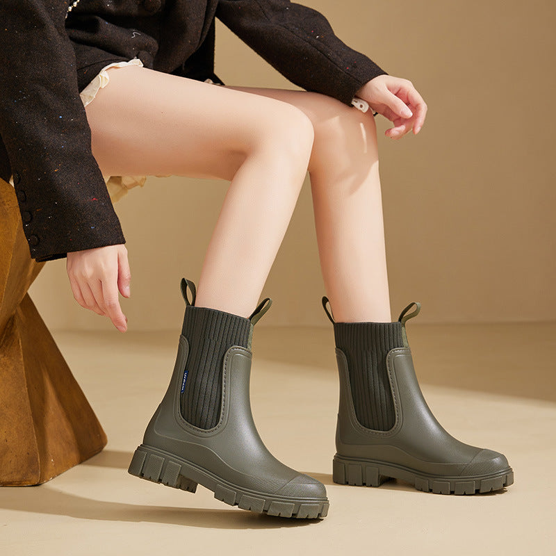 Botas de lluvia impermeables para mujer, con suela antideslizante