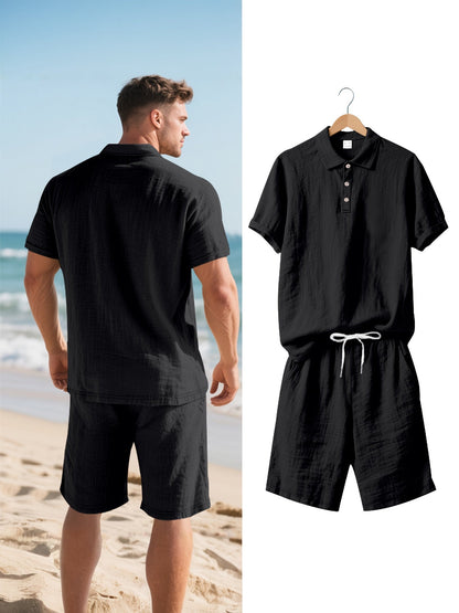 Leinen-Polohemd und Shorts für Herren – Bequem und lässig an warmen Tagen