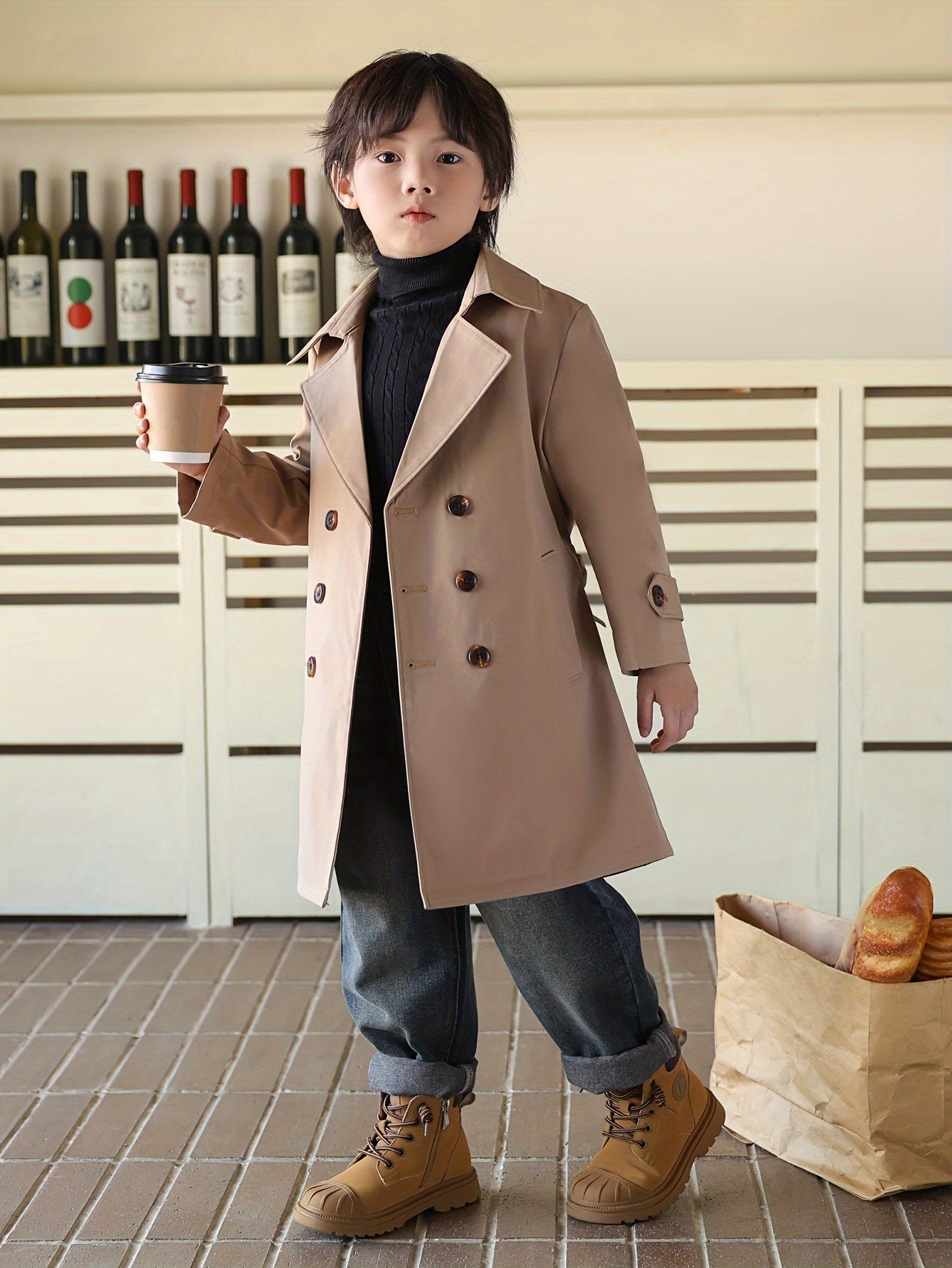 Windbreaker for boys, mid-length with double buttons - Franz