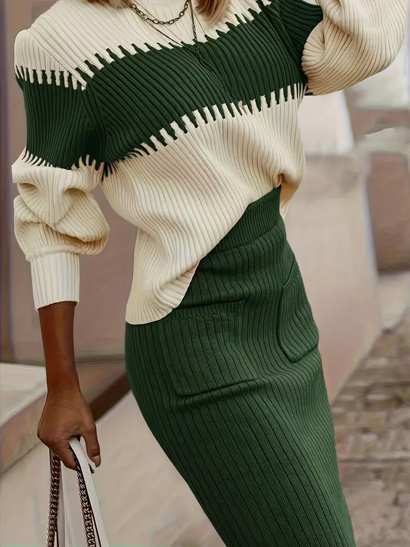 Ensemble deux pièces avec texture côtelée