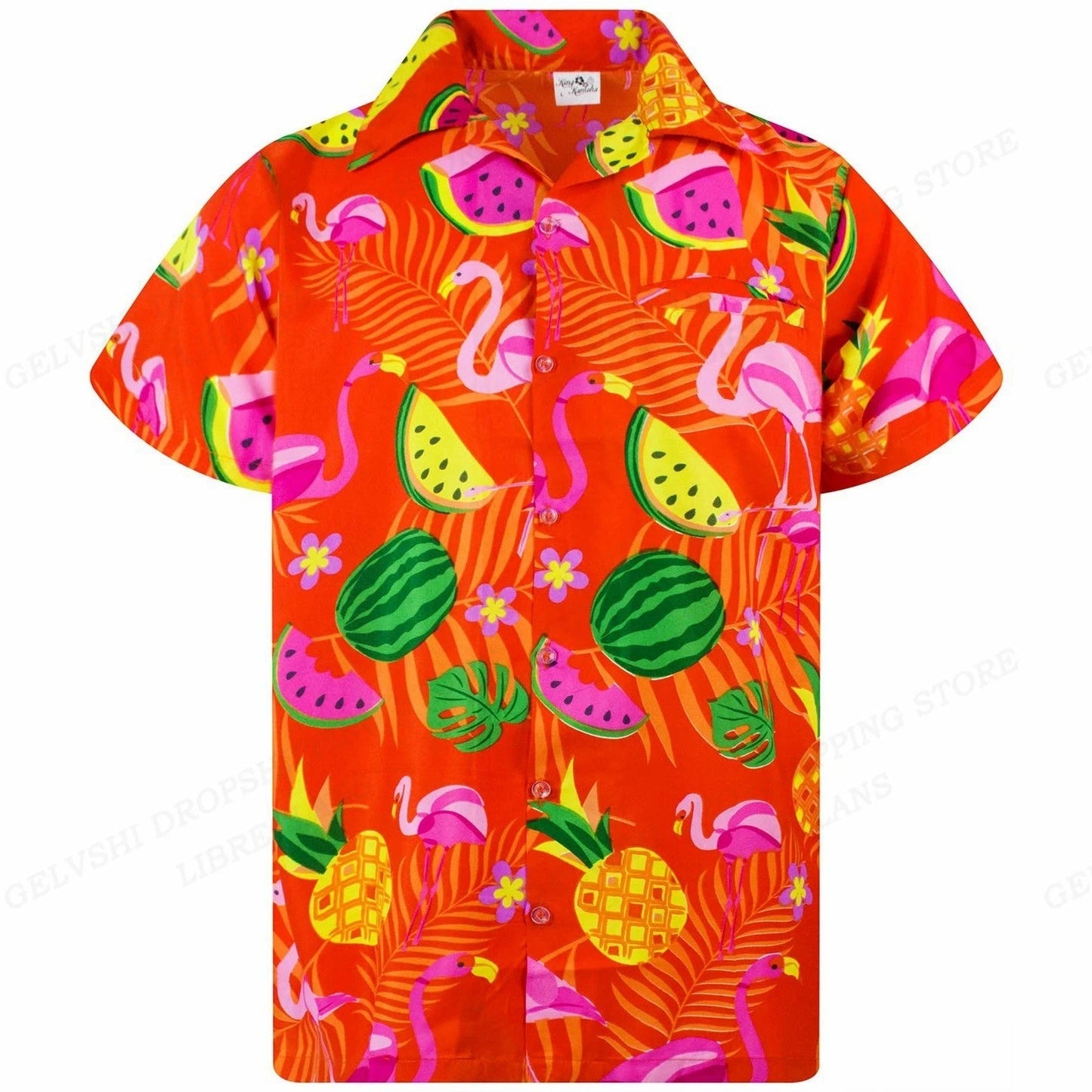 Nico - 3D Flamingo Printed Hawaiian Shirt for Men
