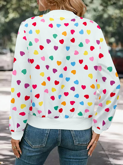 Chaqueta bomber Joyful Hearts – Elegante y cómoda, con cierre, para primavera y otoño