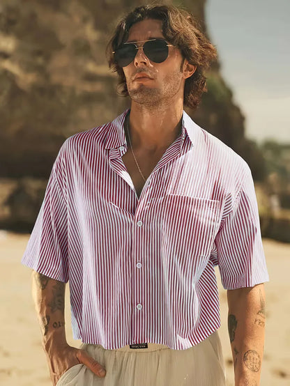 Chemise à manches courtes avec col en V