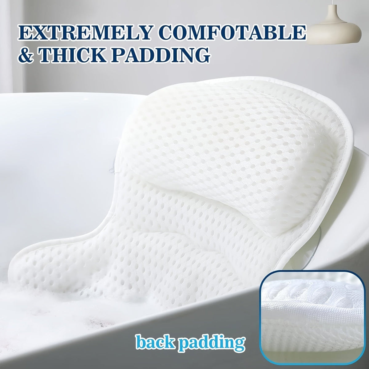 LuxieSpa 4D Luxe Bath Cushion - Breathable Cushion with Neck and Back Support for a Relaxing Bath
