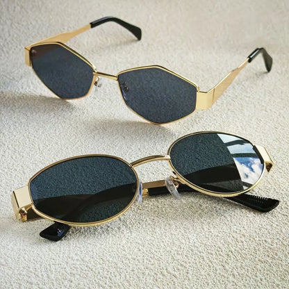 Lunettes de soleil avec monture métallique ovale