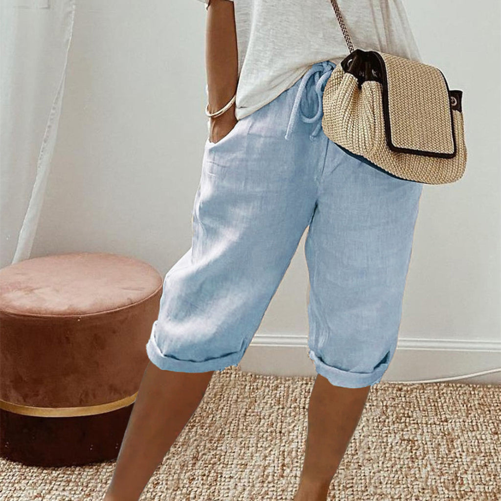 Casual Women's Cotton and Linen Shorts