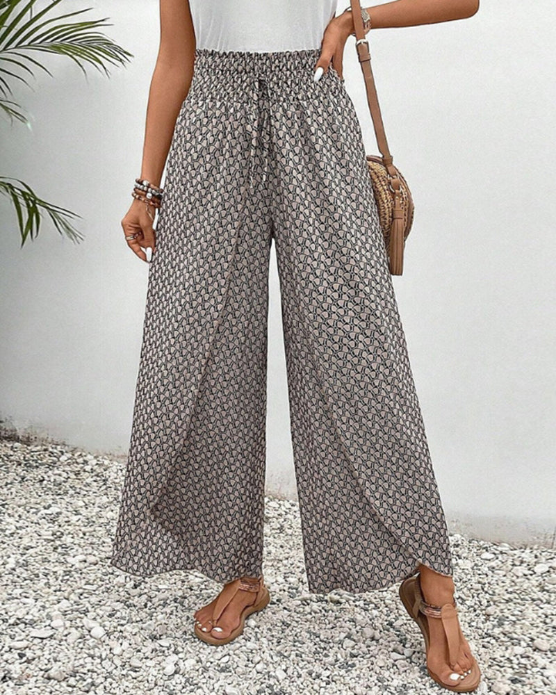 Sophie-Rae - Airy High Waist Trousers with Bohemian Print