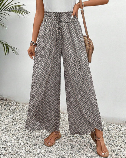 Sophie-Rae - Airy High Waist Trousers with Bohemian Print