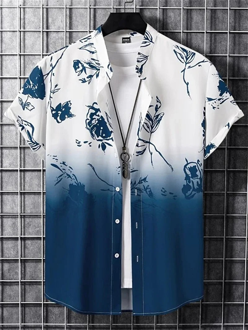Amich - 3D Flower Printed Hawaiian Shirt