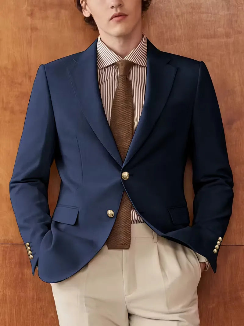 Blazer slim avec boutons dorés