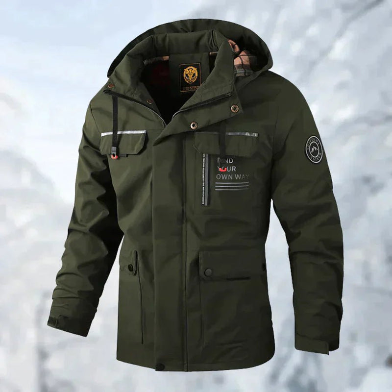 Wind and waterproof jacket with hood for men - Cael