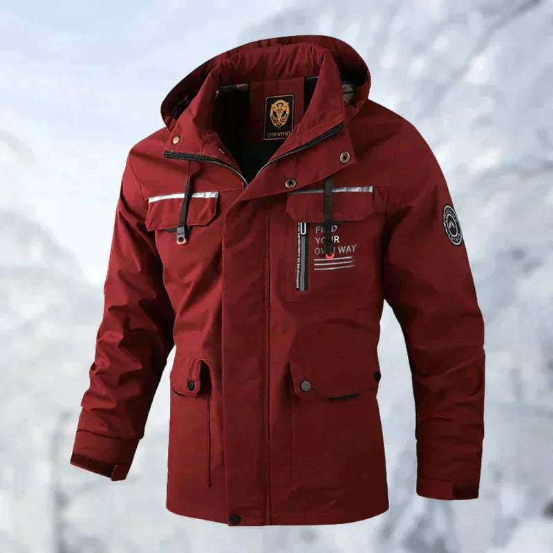 Wind and waterproof jacket with hood for men - Cael