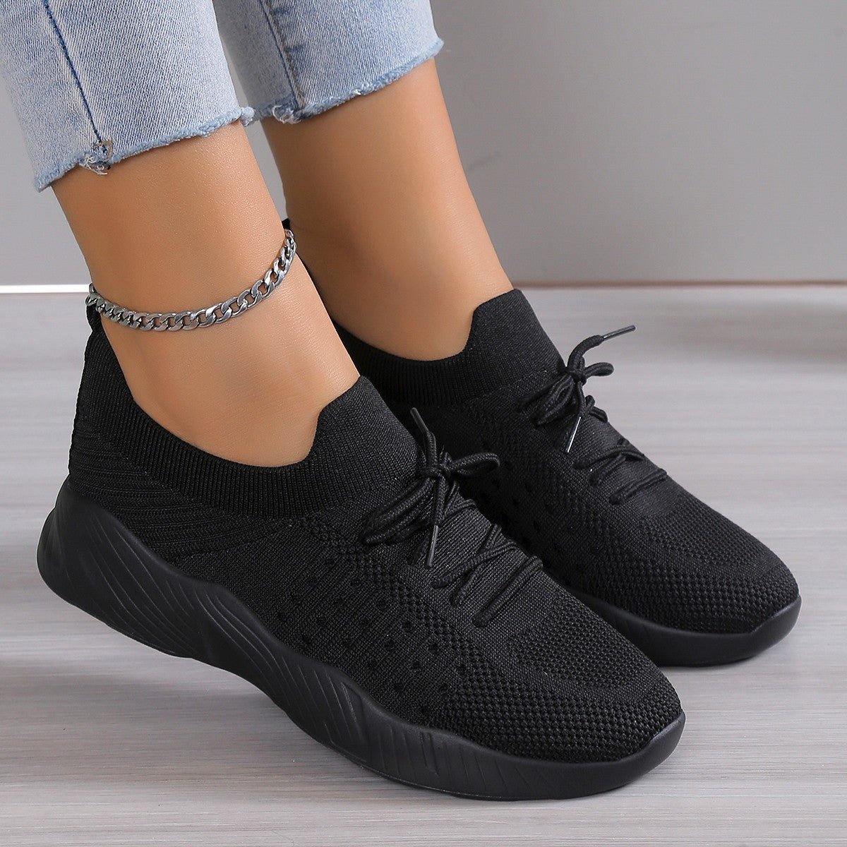 Yuna – Breathable Mesh Women's Sneakers with Laces and Platform Sole