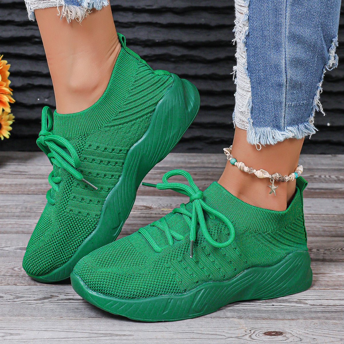 Yuna – Breathable Mesh Women's Sneakers with Laces and Platform Sole