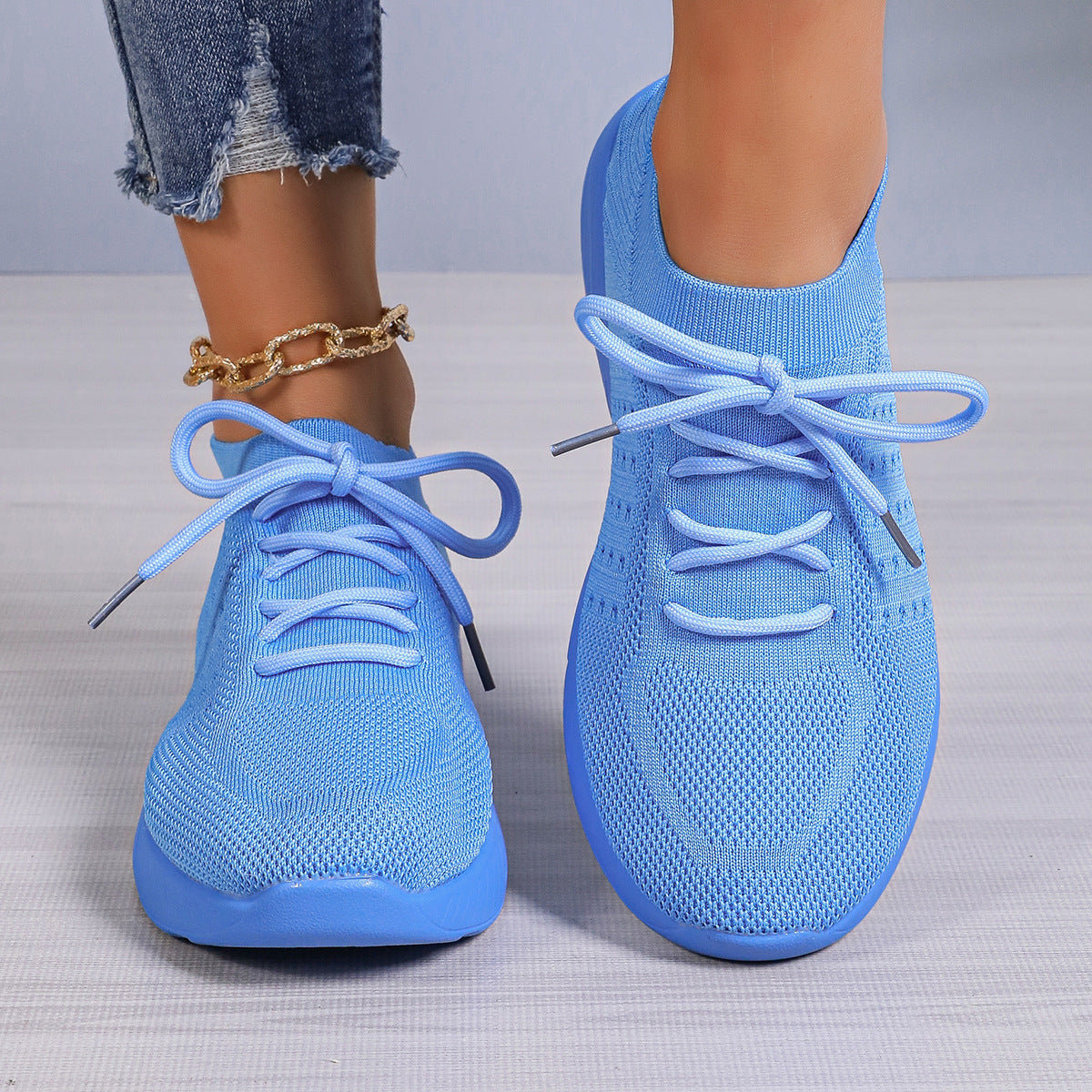 Yuna – Breathable Mesh Women's Sneakers with Laces and Platform Sole