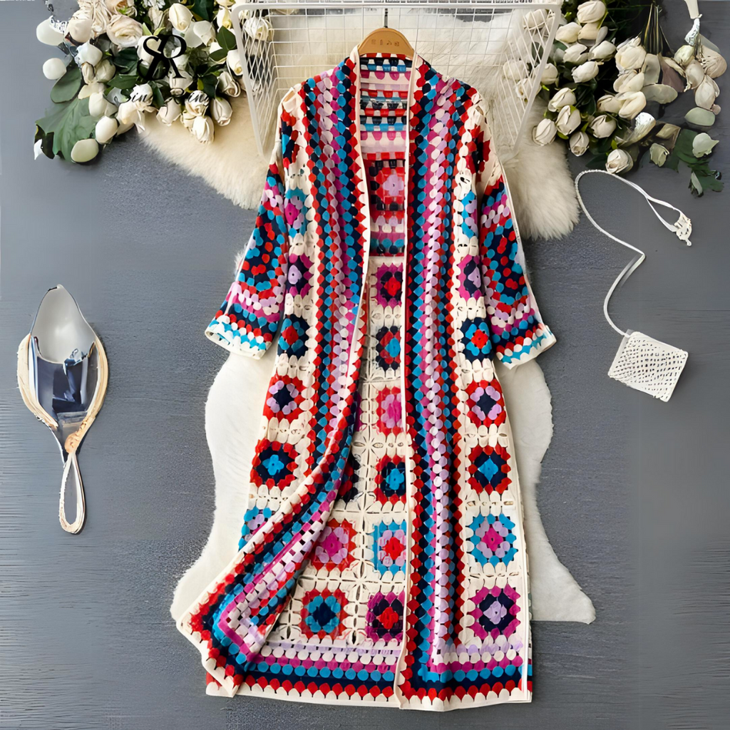 Colourful ladies' cardigan - long cardigan for women