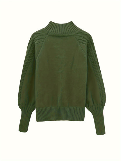 Pullover elegante da donna in maglia con collo alto – comodo