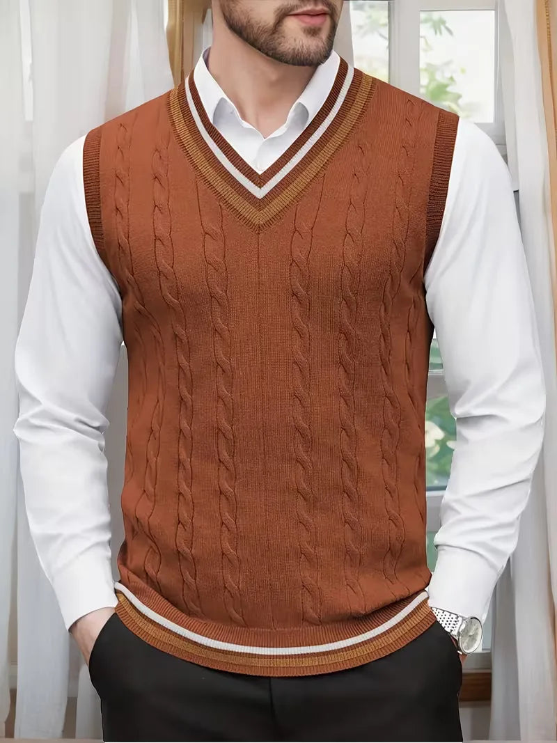 Gilet sans manches en tricot avec col en V