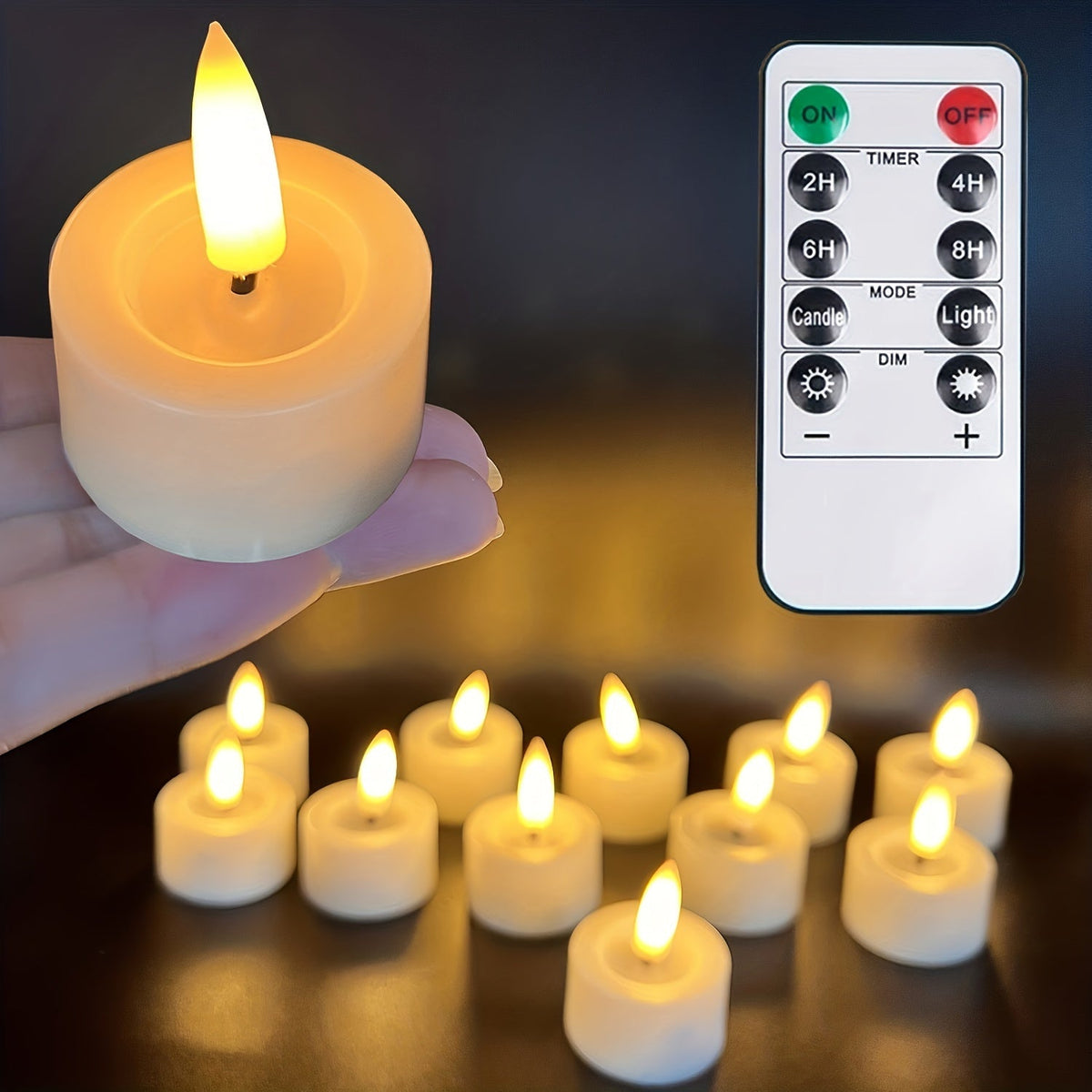 Velas de té mágicas sin llama - Juego con mando a distancia y temporizador regulable